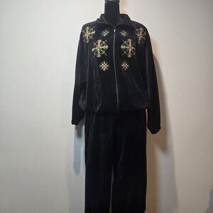 Petite Sophisticate Track Suit 90s Velour Sport Petite Medium Women's Vintage